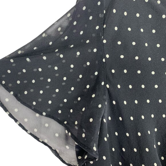 Jones new York  Blck /Wht Polka Dot Women's Short Sleeve  Blouse 100%silk sz 16W - Picture 7 of 16